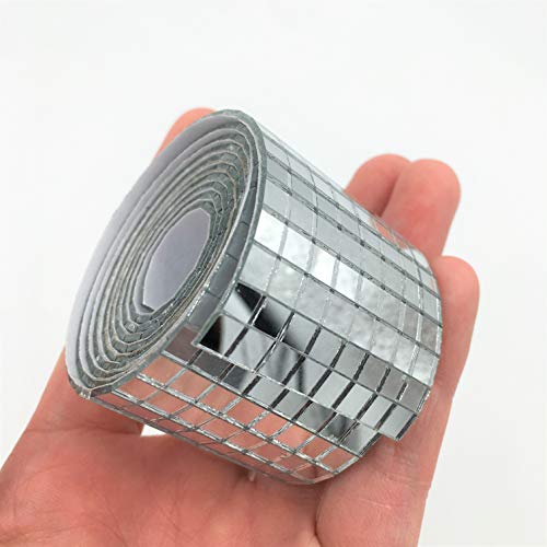 RUINUO - Espejo de cristal real autoadhesivo para manualidades, diseño de mosaico, azulejos 1M Length plata