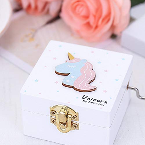 Ruiting Caja Música Unicornio,Caja de Música en forma lindo Regalo para niños cumpleaños Decoración de San Valentín de hogar Blanco