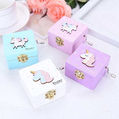 Ruiting Caja Música Unicornio,Caja de Música en forma lindo Regalo para niños cumpleaños Decoración de San Valentín de hogar Blanco