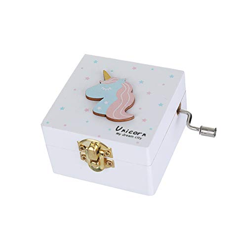 Ruiting Caja Música Unicornio,Caja de Música en forma lindo Regalo para niños cumpleaños Decoración de San Valentín de hogar Blanco