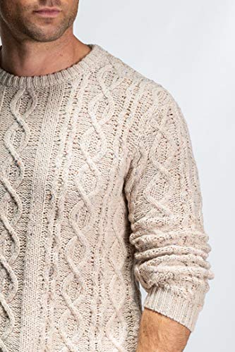 Rupert and Buckley END of LINE, Outlet Priced Mens Warm Cable Knit Jumper - Crema de avena - Jersey de mezcla de lana de punto