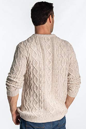 Rupert and Buckley END of LINE, Outlet Priced Mens Warm Cable Knit Jumper - Crema de avena - Jersey de mezcla de lana de punto