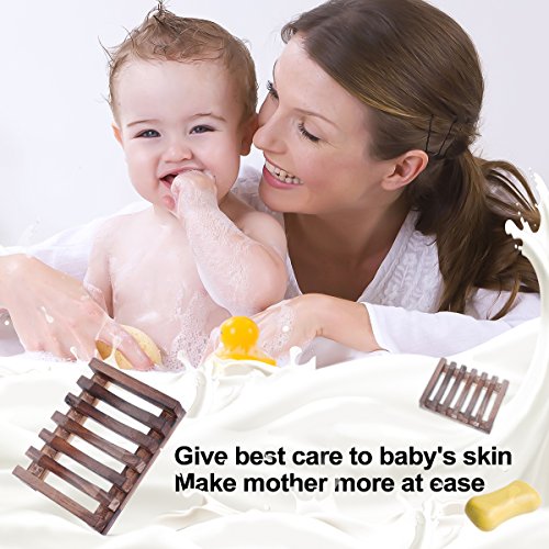 Rusee Jabonera de Madera con Ducha (2 Piezas), Titular Soapbox Mano Madera Jabonera de Bambú Natural para Ducha de Baño