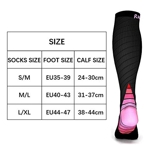 Rwest X Calcetines de compresión Medias de compresión para Hombres y Mujeres, Deporte, Trotar, Correr, Volar, Viajar, varicosas，Embarazo y médicos, Aumentar la circulación sanguínea, la regeneración…
