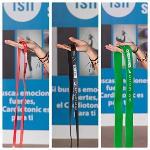Ryher Banda elástica de Resistencia para dominadas - Banda de Ejercicios para Fitness, Crossfit, Asistente para pullups o Levantamiento de Pesas (Set de 3 Bandas - Roja, Negra y Verde)