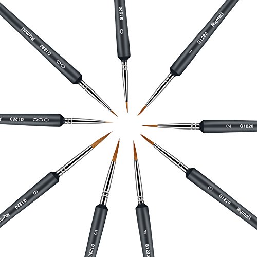 Rymall - Set de 9 pinceles para óleo y acuarela, aptos también para decoraciones de manicura