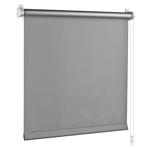 S SIENOC Klemmfix - Estor Opaco para Ventana Estor Enrollable/Thermo – Estor de Opaco Blackout Blind Silver Coating Opaque Protección de Pantalla para Ventanas y Puertas (Gris, 60x150 cm)