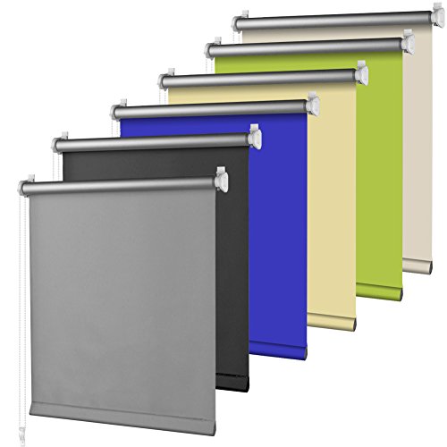 S SIENOC Klemmfix - Estor Opaco para Ventana Estor Enrollable/Thermo – Estor de Opaco Blackout Blind Silver Coating Opaque Protección de Pantalla para Ventanas y Puertas (Gris, 60x150 cm)