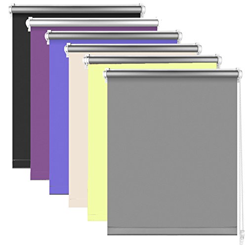 S SIENOC Klemmfix - Estor Opaco para Ventana Estor Enrollable/Thermo – Estor de Opaco Blackout Blind Silver Coating Opaque Protección de Pantalla para Ventanas y Puertas (Gris, 60x150 cm)