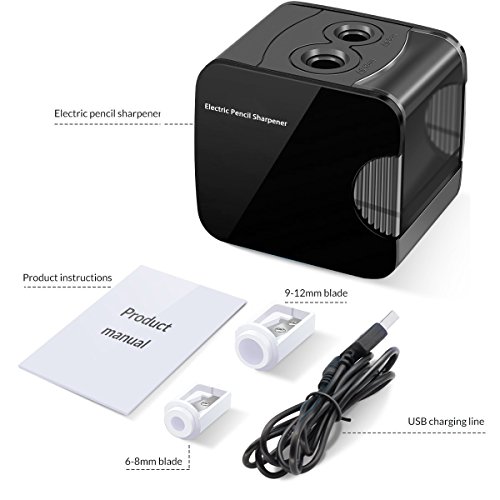 Sacapuntas de lápiz eléctrico, accionado por USB o con pilas Sacapuntas de lápiz electrónicos automáticos resistentes para no.2 y lápiz de color