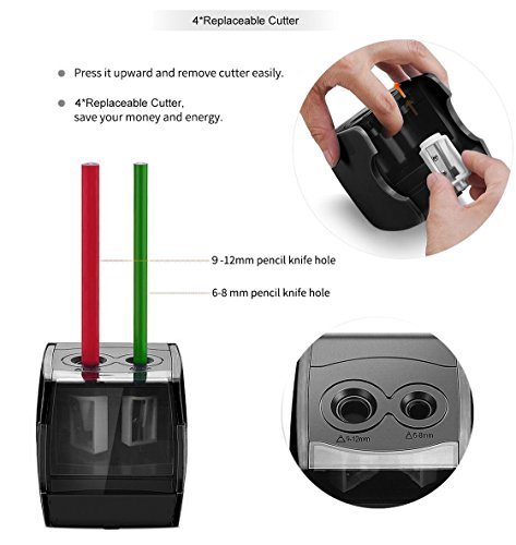 Sacapuntas de lápiz eléctrico, accionado por USB o con pilas Sacapuntas de lápiz electrónicos automáticos resistentes para no.2 y lápiz de color