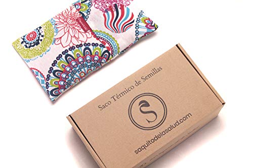 Saco Térmico de Semillas aroma Lavanda, Azahar o Romero tejido Flores Multicolor (Lavanda, S (23 x 15 CM) Con Funda)