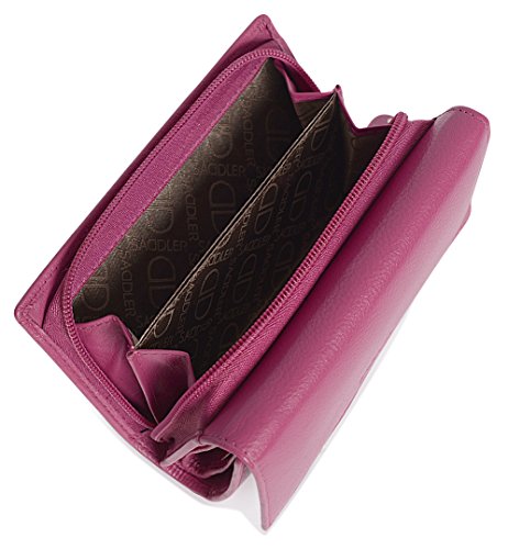 SADDLER Billetera Triple Pliegue de 14cm para Mujeres con Cremallera de 3 Vias y Monedero de 2 Secciones - Magenta