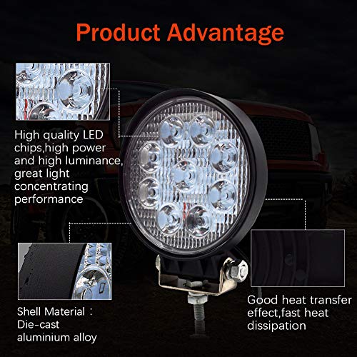 Safego Led luz de Trabajo 27W LED Lámpara Trabajo Bar viga de inundación del Iluminacion Conducción Led Faros Coche Luz Camión Campo a través del Carro Coches Barco Minería Pesca Luces de antiniebla