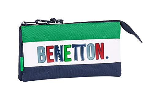 safta 812006744 Estuche portatodo Triple Escolar Benetton, Multicolor