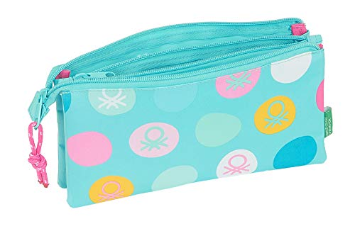 safta 812051744 Estuche portatodo Triple Escolar Benetton, Azul
