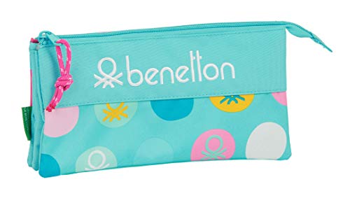 safta 812051744 Estuche portatodo Triple Escolar Benetton, Azul