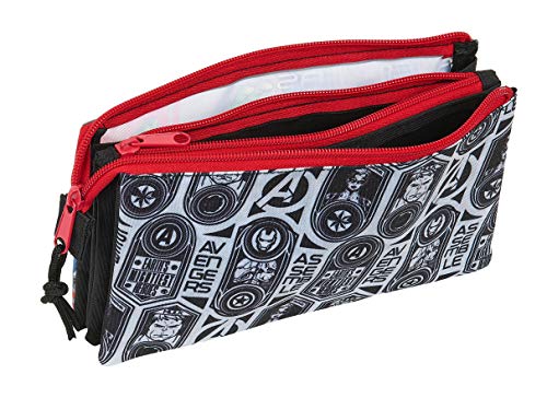 safta 812079744 Estuche portatodo Triple Escolar Avengers, Multicolor