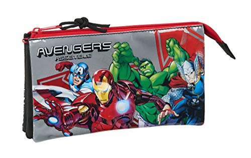 safta 812079744 Estuche portatodo Triple Escolar Avengers, Multicolor
