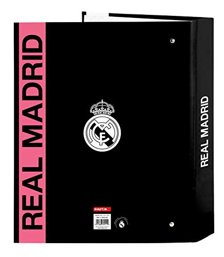 Safta- Real Madrid Carpeta de Folio 4 Anillas, Color Blanco/Negro, 270x60x330 mm (512054657)
