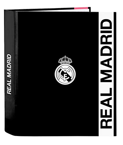 Safta- Real Madrid Carpeta de Folio 4 Anillas, Color Blanco/Negro, 270x60x330 mm (512054657)