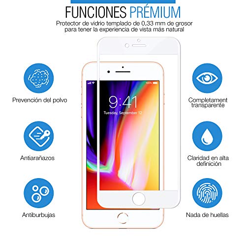 SAGPAD [2 Piezas] Cristal Templado para iPhone 6/ 6s, Cubierta Completa Vidrio Templado 9H Protector Pantalla Premium, Anti-Huella Digital, Anti-Burbujas par 6/6s (Blanco)