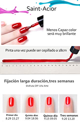 Saint-Acior Kit Uñas de Gel Esmalte de Uñas Semipermanente Uñas de Gel UV LED Kit de Manicura 10pcs Nail Dryer 36W Secador de Uñas Topcoat Base Coat Manicura Kit