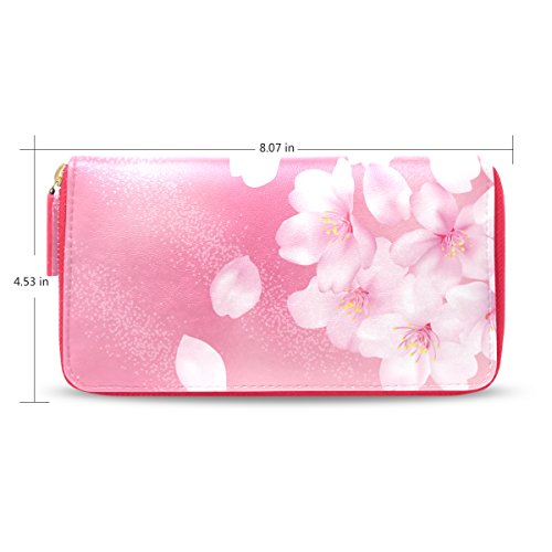 Sakura - Cartera de Piel para Mujer, diseño de Flor de Cerezo
