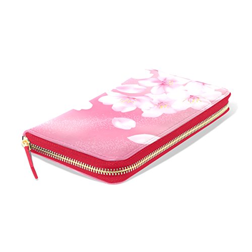 Sakura - Cartera de Piel para Mujer, diseño de Flor de Cerezo