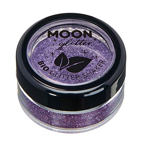 Saleros de Purpurina Eco Biodegradable de Moon Glitter - Purpurina 100% Cosmética Bio para Cara, Cuerpo, Uñas, Pelo y Labios - 5g - Lavanda