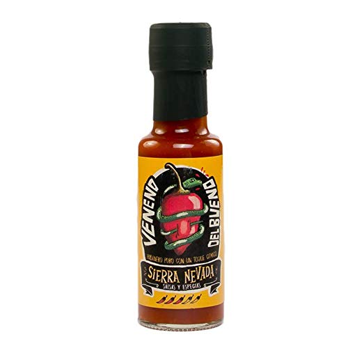 Salsa picante Venene del Bueno con habanero potente y tonos cítricos. Envio GRATIS 24h.