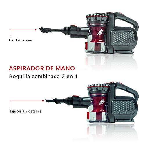 SAMBA Aspirador Vertical y de Mano Sin Cable Modelo Q7 Clean Force - Aspirador Escoba con Cepillo Motorizado Flexible 180º, Luz LED, 2 Niveles de Potencia, Boquilla Combinada, Soporte de Pared