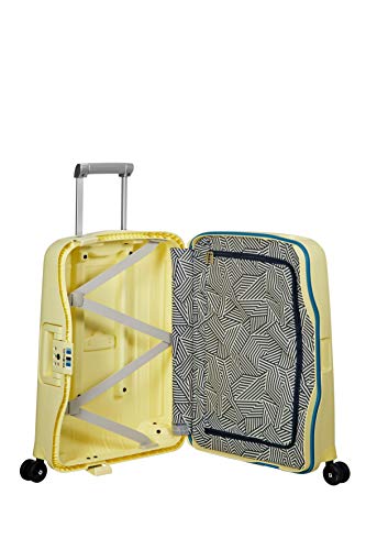 Samsonite S'Cure Spinner - Maleta de Equipaje, S (55 cm - 34 L), Amarillo (Pastel Yellow Stripes)
