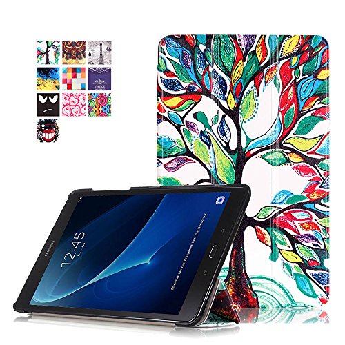 Samsung Tab A 10,1'' Funda,Cover para Galaxy Tab A 2016 Tablet,Smart Folio Case Cover Stand Protectora de PU Cuero Funda para Samsung Galaxy Tab A6 10.1'' SM-T580N / SM-T585N Tablet,Árbol de la suerte
