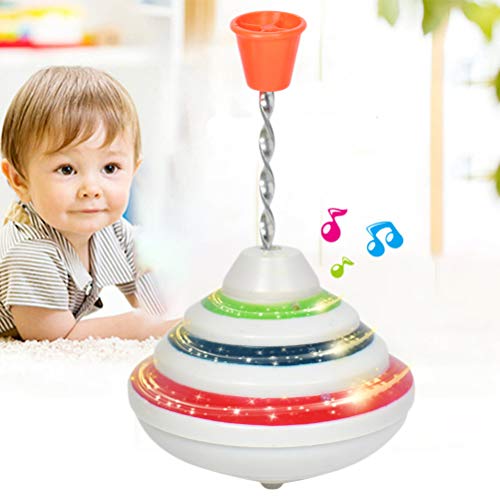 SAMTITY Push Down Spinning Top Toy con LED y música Spinning Top Toys Música Peg-Top Niños pequeños Spinning Gyro Toy Gift para niños