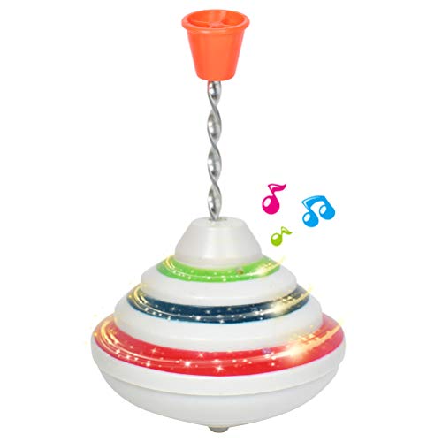SAMTITY Push Down Spinning Top Toy con LED y música Spinning Top Toys Música Peg-Top Niños pequeños Spinning Gyro Toy Gift para niños