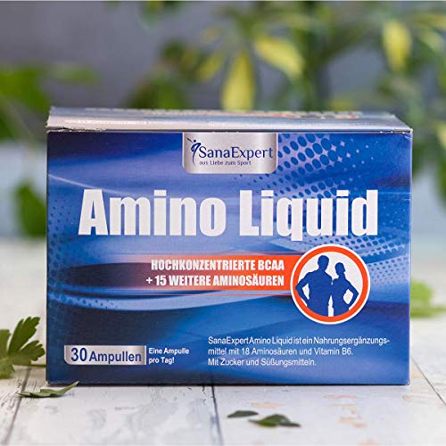 SanaExpert Amino Liquid, aminoácidos, BCAA y vitamina B6, 30 ampollas