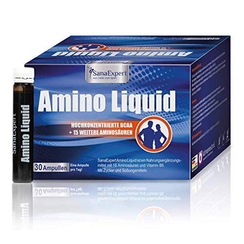 SanaExpert Amino Liquid, aminoácidos, BCAA y vitamina B6, 30 ampollas