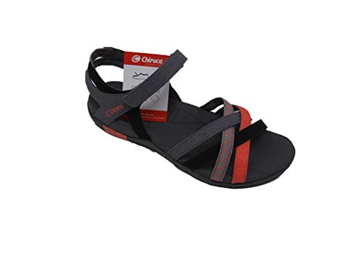 Sandalia/Mujer/Chica/Chiruca/Cierre Facil/Color: Gris y Negro/Empeine Téxtil/Suela Goma/Mod. Malibu 18/Talla 42