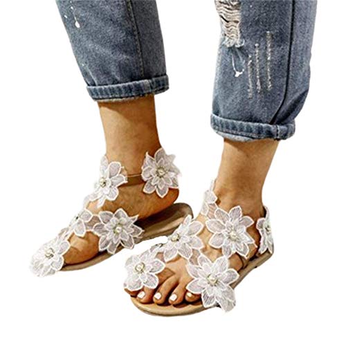 Sandalias Planas Ligeras Antideslizantes De Flores Sandalias Casuales De Estilo Europeo Sandalias De Espiga De Verano Cómodas Para Mujer