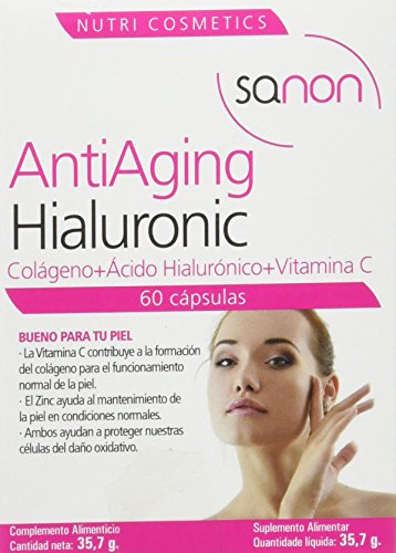Sanon Nutricosmetica, Anti envejecimiento con Hialuronic, 60 Cápsulas. 595 mg