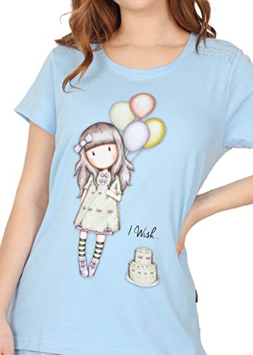 Santoro Pijama Manga Corta I Wish para Mujer, Color Azul, Talla M