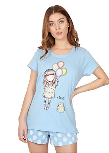 Santoro Pijama Manga Corta I Wish para Mujer, Color Azul, Talla M