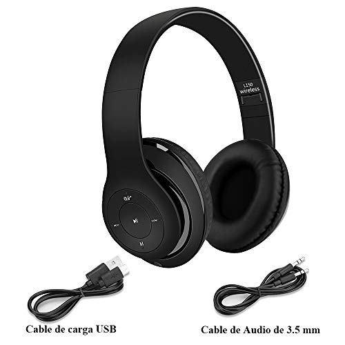 Satohom Auriculares Bluetooth de Diadema Cascos Bluetooth Inalámbrico Auriculares Plegable Cascos Over Ear con Micrófono Audio Cable Cancelación de Ruido Auriculares para TV PC Tablet iPhone iPad