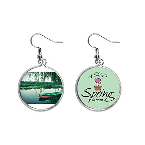 Sauce hoja barco lago fotografía decoración cuelga temporada primavera pendiente joyería