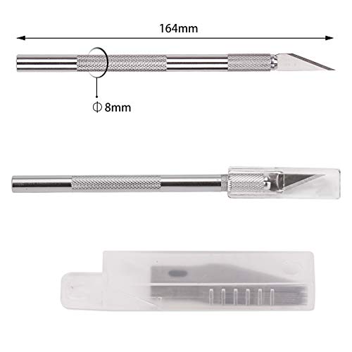 SAVITA - Juego de cuchillos de metal sólido para manualidades y herramientas de corte, incluye 2 asas y 40 cuchillas de repuesto