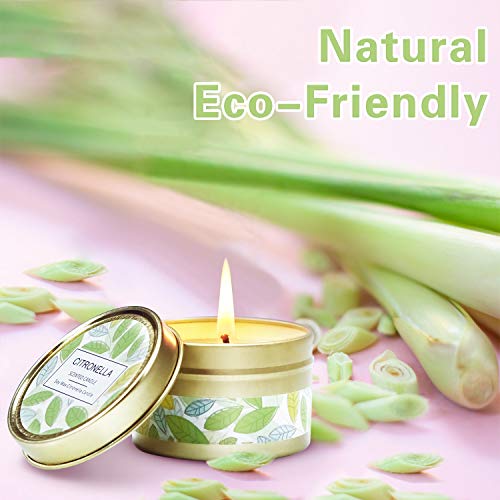 SCENTORINI Velas de Citronela en Lata Antimosquitos Ceras de Hierba con Aroma de limón, 100% de Cera de Soja Aire Libre 95g 15h x 6