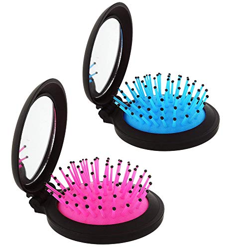 Schneespitze 2 Pcs Mini Peine Airbag Peine Masaje Airbag Peine plegable de viaje Herramientas del pelo Portátil De Mano Pequeños Espejos Mini Airbag peine