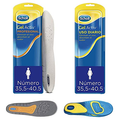 Scholl Gelactiv Plantillas Uso Diario + Plantillas Profesional Mujer - 4 plantillas (Talla 35.5-40.5)