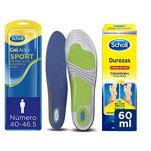 Scholl Plantillas Gelactiv Sport Hombre + Crema de Pies para Durezas - 2 plantillas (Talla 40-46.5) + Crema 60ml